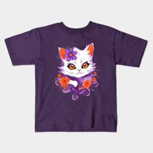 Mysterious Purple Cat Kids T-Shirt